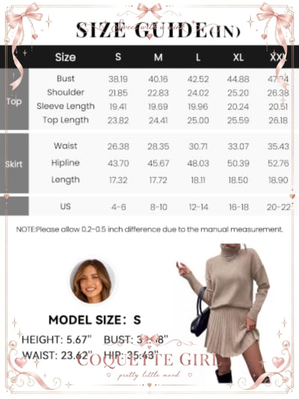 Turtleneck Sweater & Pleated Mini Skirt 2 Piece Set Knit Lounge Set - Picture 5 of 6